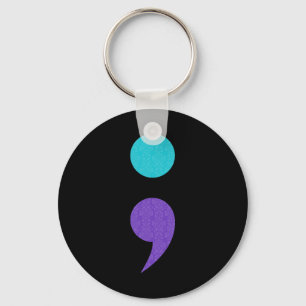 Llavero Guay Arte De Semicolón Rótulo Para La Prevención D