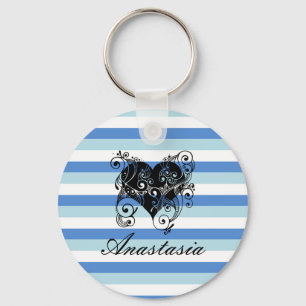 Llavero Guay, asombroso, Blue Stripes con el corazón blanc