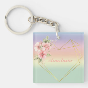 Llavero Guay, asombroso, corazón arcoiris con tu nombre