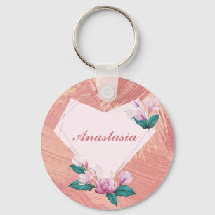 Llavero Guay, asombroso, nombre blanco de corazón rosado