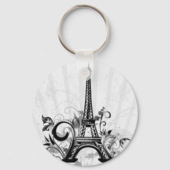 Llavero Guay Eiffel Tower swirls dota salpicaduras maripos (Anverso)