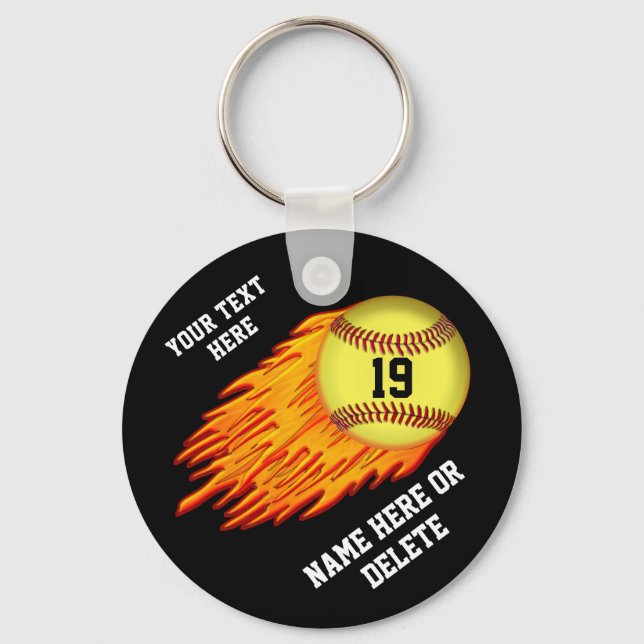 Llavero GUAY Flaming Softball Team Gift Ideas NOMBRE, NÚME (Anverso)
