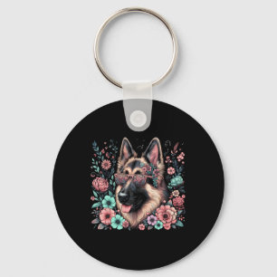 Llavero Guay German Shepherd Dog Floral Art Style Christma