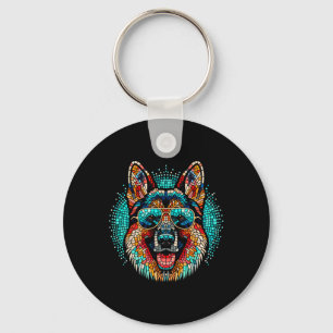 Llavero Guay German Shepherd Dog Mosaic Art Style Christma