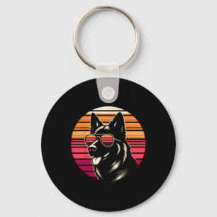 Llavero Guay German Shepherd Dog Retro Sunset Art Style Ch