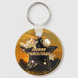 Llavero Guay Modern Gold Black Metallics Stars Merry Xmas