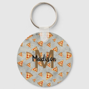 Llavero Guay pizza slices vintage gris patrón Monograma