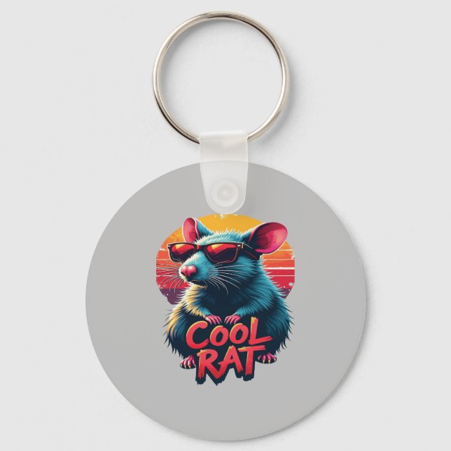 Llavero Guay Rat con gafas de sol Diseño Retro Sunset (Anverso)
