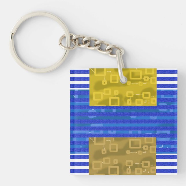 Llavero Guay Stripes Blue Gold Geométrico (Frente)