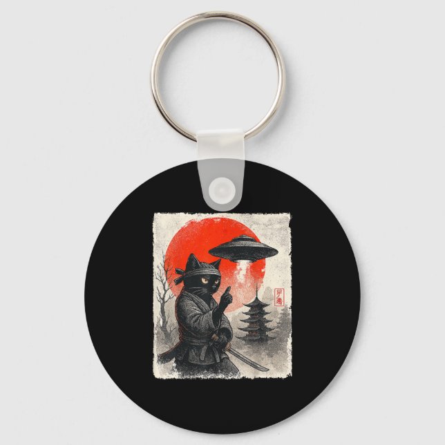Llavero Guerrero del gato Samurai Ninja obsequios de anime (Anverso)