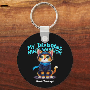 Llavero Guerrero Ninja de Conciencia de la Diabetes Gato V