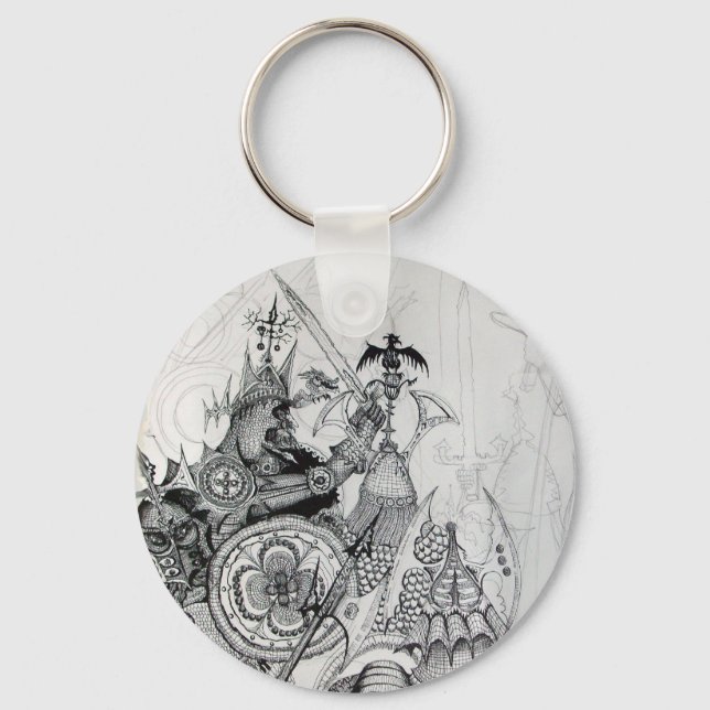 Llavero GUERREROS GÓTICOS, caballeros bárbaros, fantasía (Anverso)