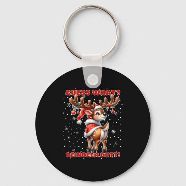 Llavero Guess What Reindeer Butt Funny Christmas Humor Red (Anverso)