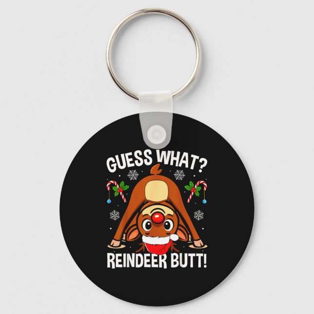Llavero Guess What Reindeer Butt Xmas Santa Funny Christma (Anverso)