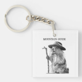 Llavero Guía de la montaña - Diseño de marmota caprichosa