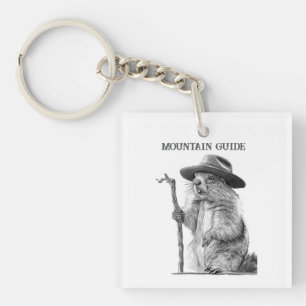 Llavero Guía de la montaña - Diseño de marmota caprichosa