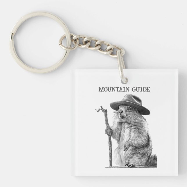 Llavero Guía de la montaña - Diseño de marmota caprichosa (Frente)