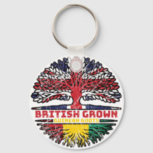 Llavero Guinea Guineana Reino Unido Árbol con bandera