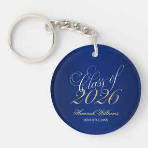 Llavero Guión Azul Dorado Graduación Clase de 2026