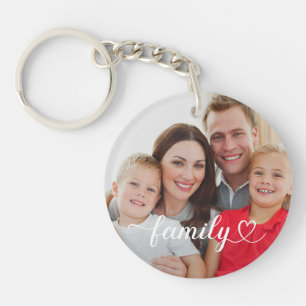 Llavero Guión blanco de amor familiar Foto personalizada