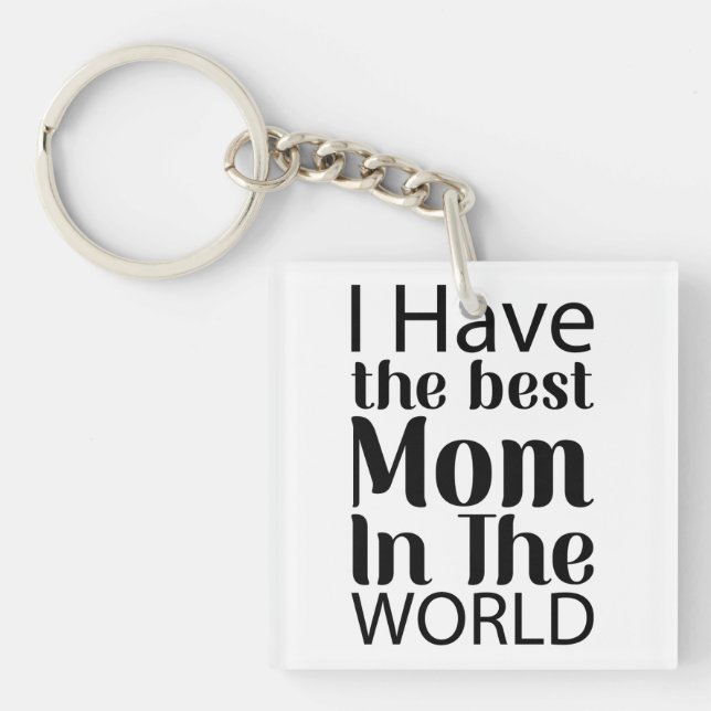 Llavero Guión blanco y negro elegante de la mejor mamá del (Frente)