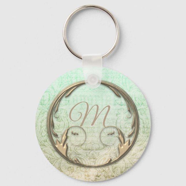 Llavero Guión damasco victoriano dorado elegante (Anverso)