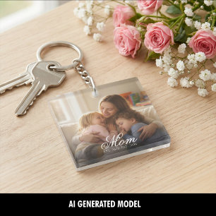 Llavero Guión de foto de mamá personalizada Fecha de estab