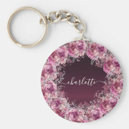 Llavero Guión de nombre floral rosa de Borgoña