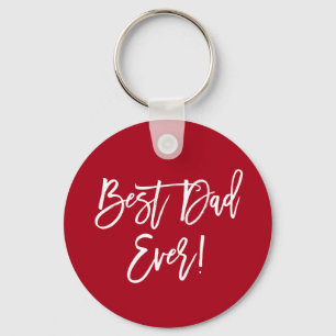 Llavero Guión de pincel moderno mejor papá jamás rojo