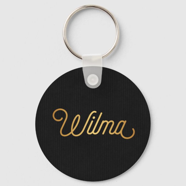 Llavero Guión elegante personalizado Wilma Gold Black (Anverso)