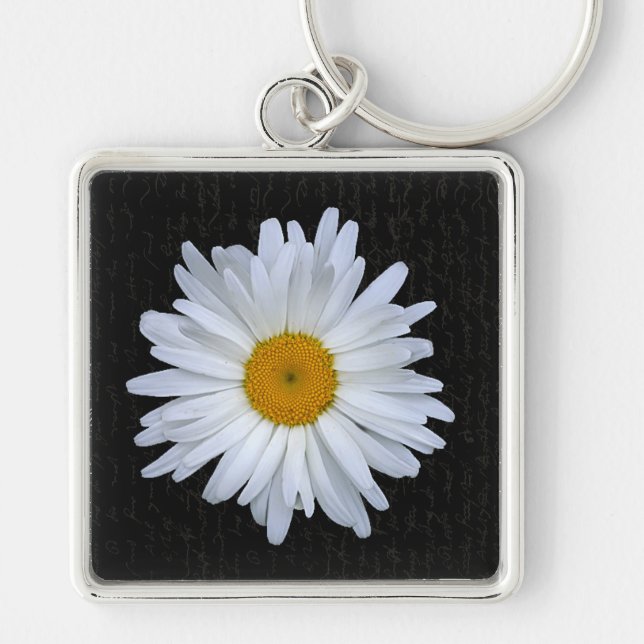 Llavero Guión francés negro y margarita - Keychain (Frente)