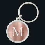 Llavero Guión Metalizado monograma giratorio rosado de oro<br><div class="desc">Cadena de claves de monograma con guion Metalizado con guion de oro rosa</div>