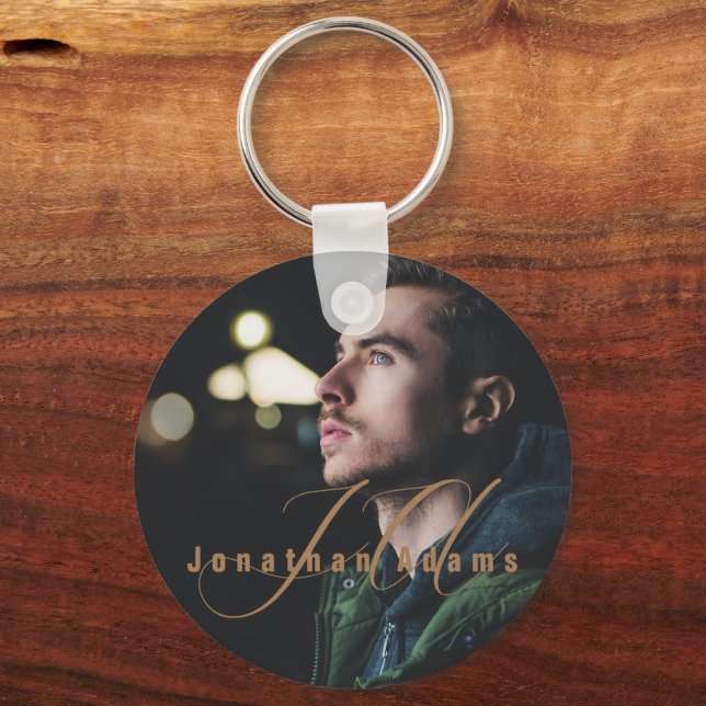 Llavero Guión moderno Monogramado Foto completa (Anverso)