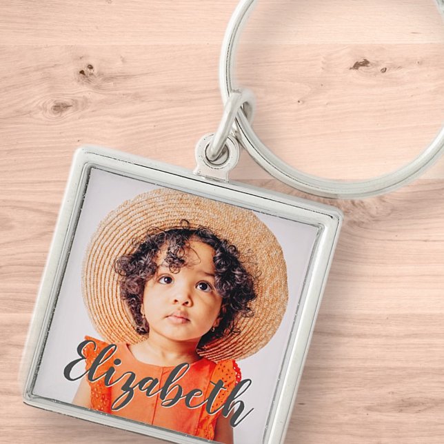 Llavero Guión simple moderno Añade tu nombre y foto (Subido por el creador)