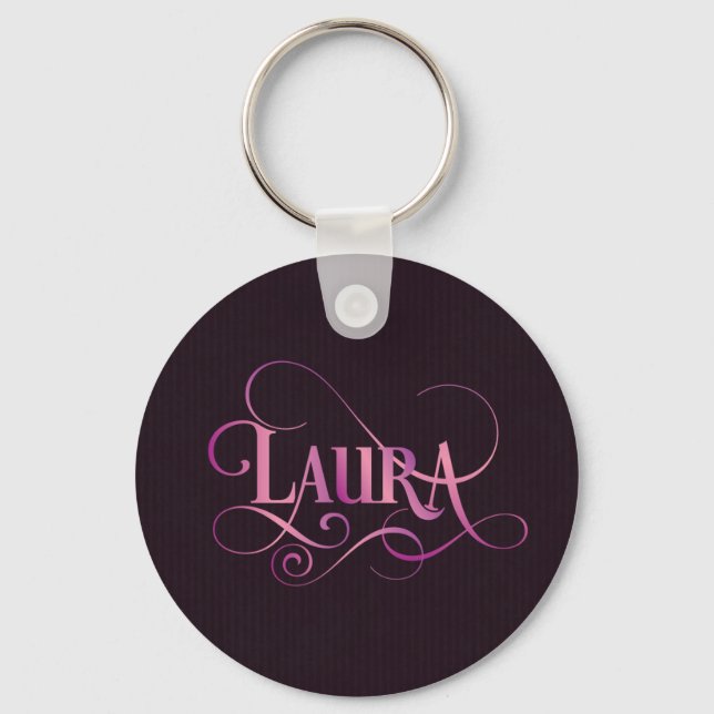 Llavero Guión sucio personalizado de Laura Pink en morado (Anverso)