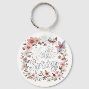 Llavero Guirnalda de mariposas florales de primavera con f