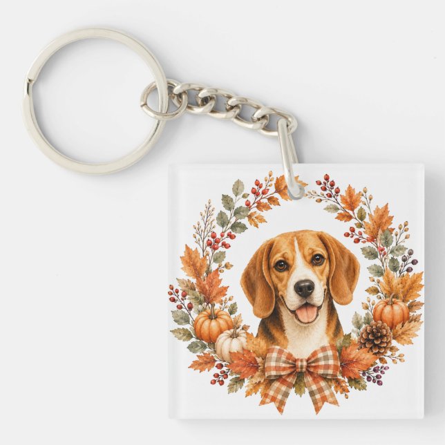 Llavero Guirnalda de Otoño Beagle (Frente)