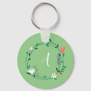 Llavero Guirnalda Floral Fresca de Primavera Personalizada