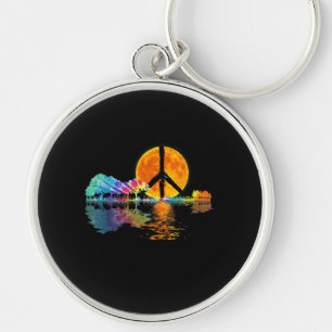 Llavero Guitar Lake Shadow Peace Love Guitar Hippie