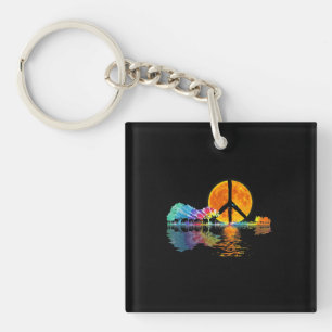 Llavero Guitar Lake Shadow Peace Love Guitar Hippie