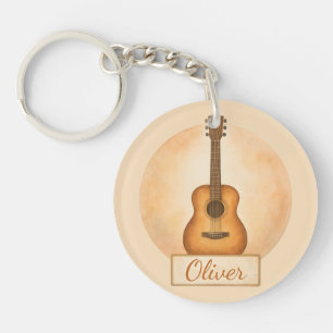 Llavero Guitarra Acústica con Nombre Personalizado para Am