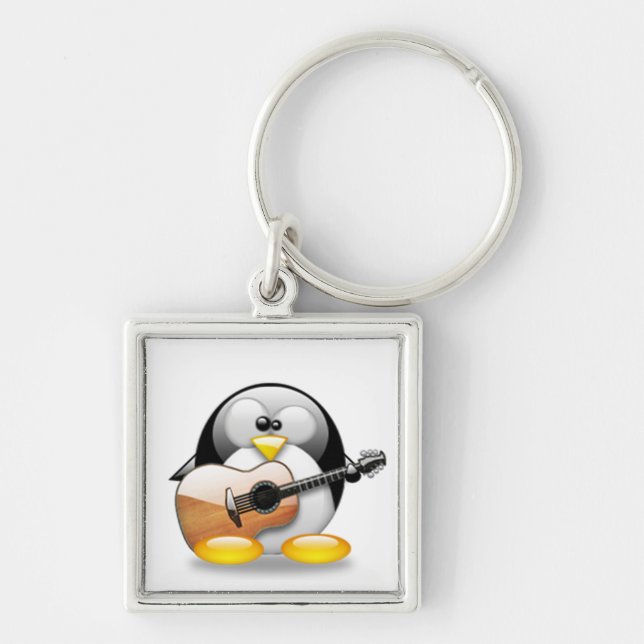 Llavero Guitarra acústica Tux (Linux Tux) (Frente)
