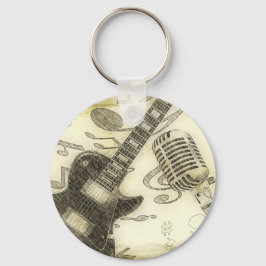 Llavero Guitarra antigua y micrófono