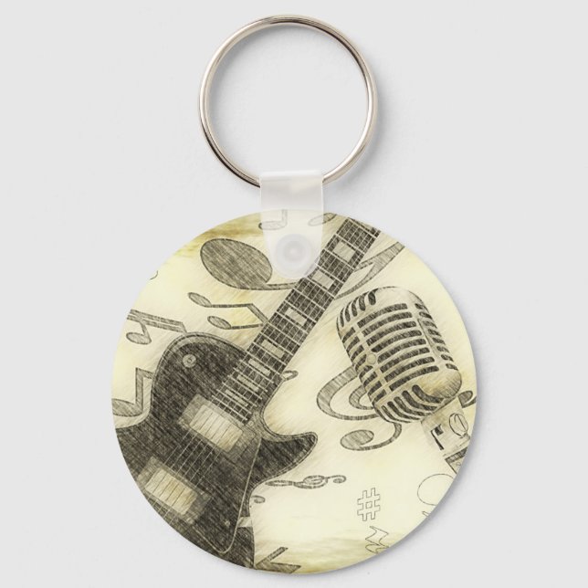 Llavero Guitarra antigua y micrófono (Anverso)
