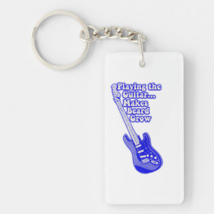 Llavero Guitarra azul vintage con palabras motivadoras