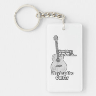Llavero Guitarra blanca y negra vintage