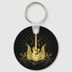 Llavero Guitarra coa alas de oro