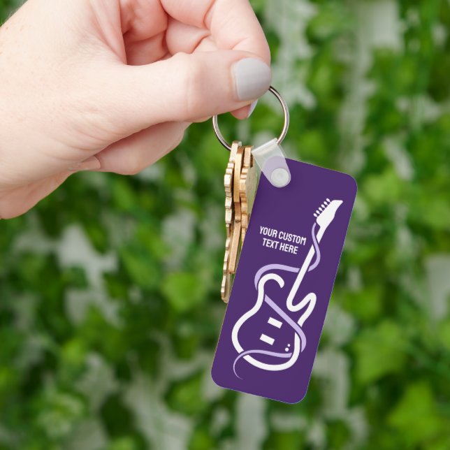 Llavero Guitarra con estilo de texto personalizado (Mano)