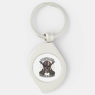Llavero Guitarra de bandera americana de cráneo de rock vi