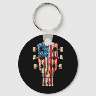 Llavero Guitarra de bandera americana guitarrista del 4 de